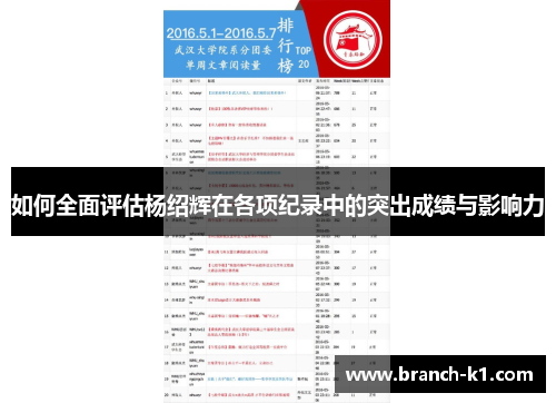 如何全面评估杨绍辉在各项纪录中的突出成绩与影响力